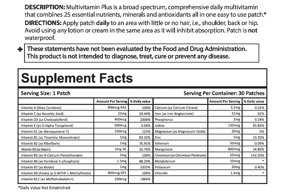 PatchMD Multivitamin Plus - 30-Day Vitamin Patch