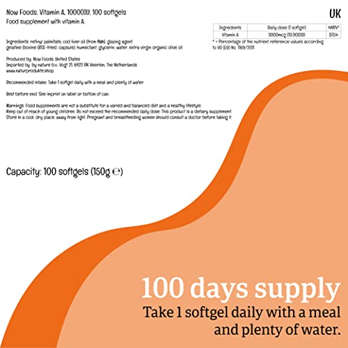 Now Foods Vitamin A 10,000 IU 100 Capsules