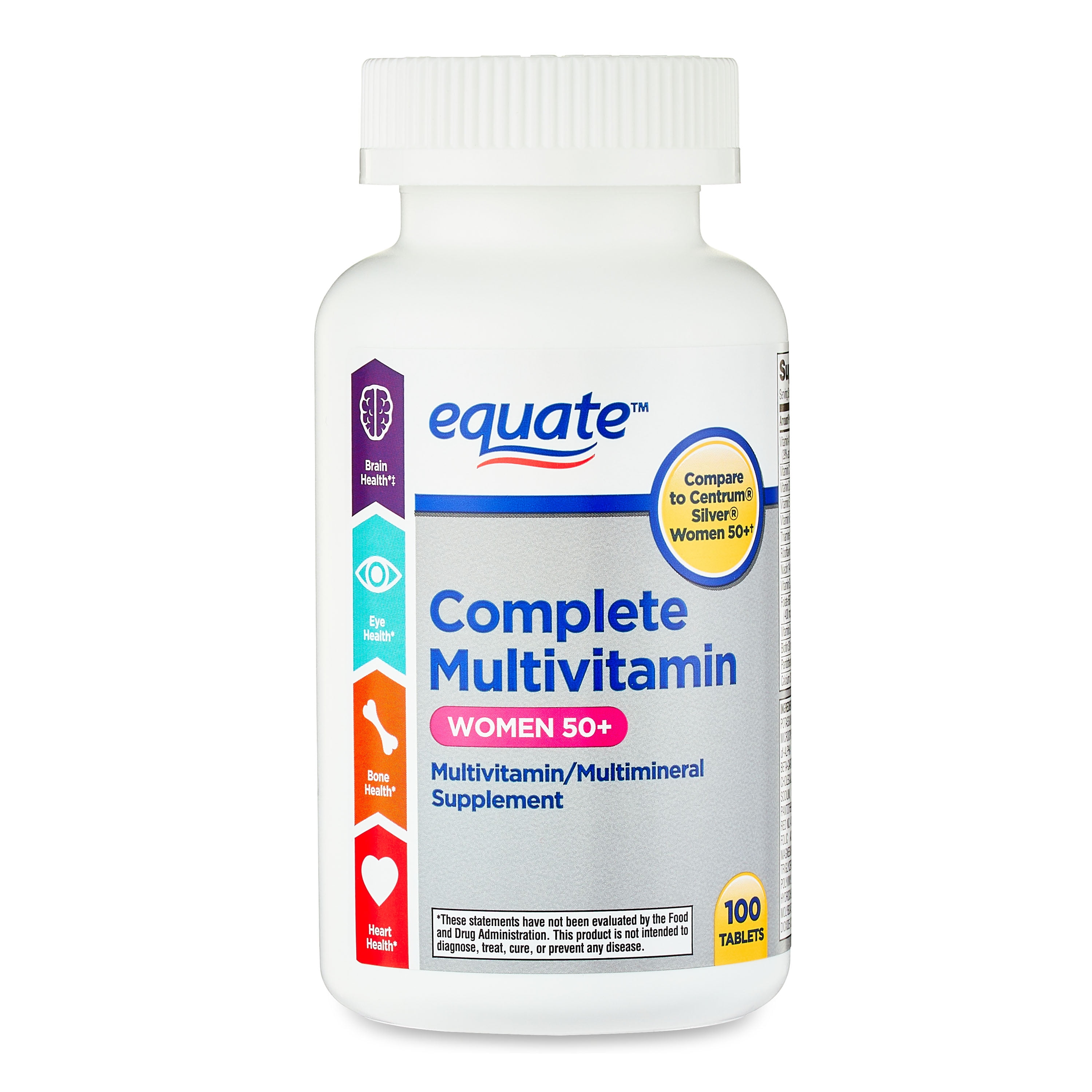 Equate Women's Multivitamin, 50+, 100 Tablets
