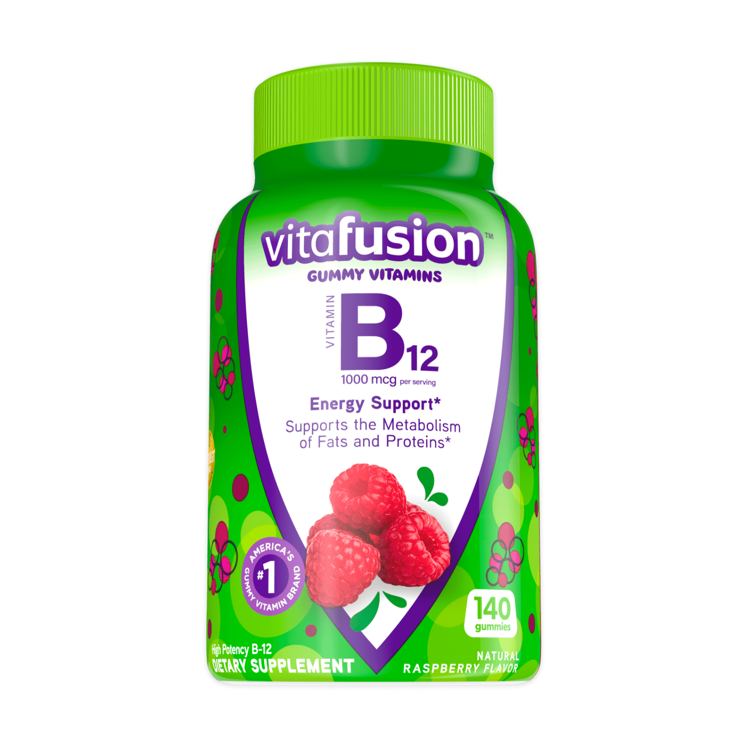 Vitafusion Raspberry Flavor Vitamin B12 Gummies, 140 Count