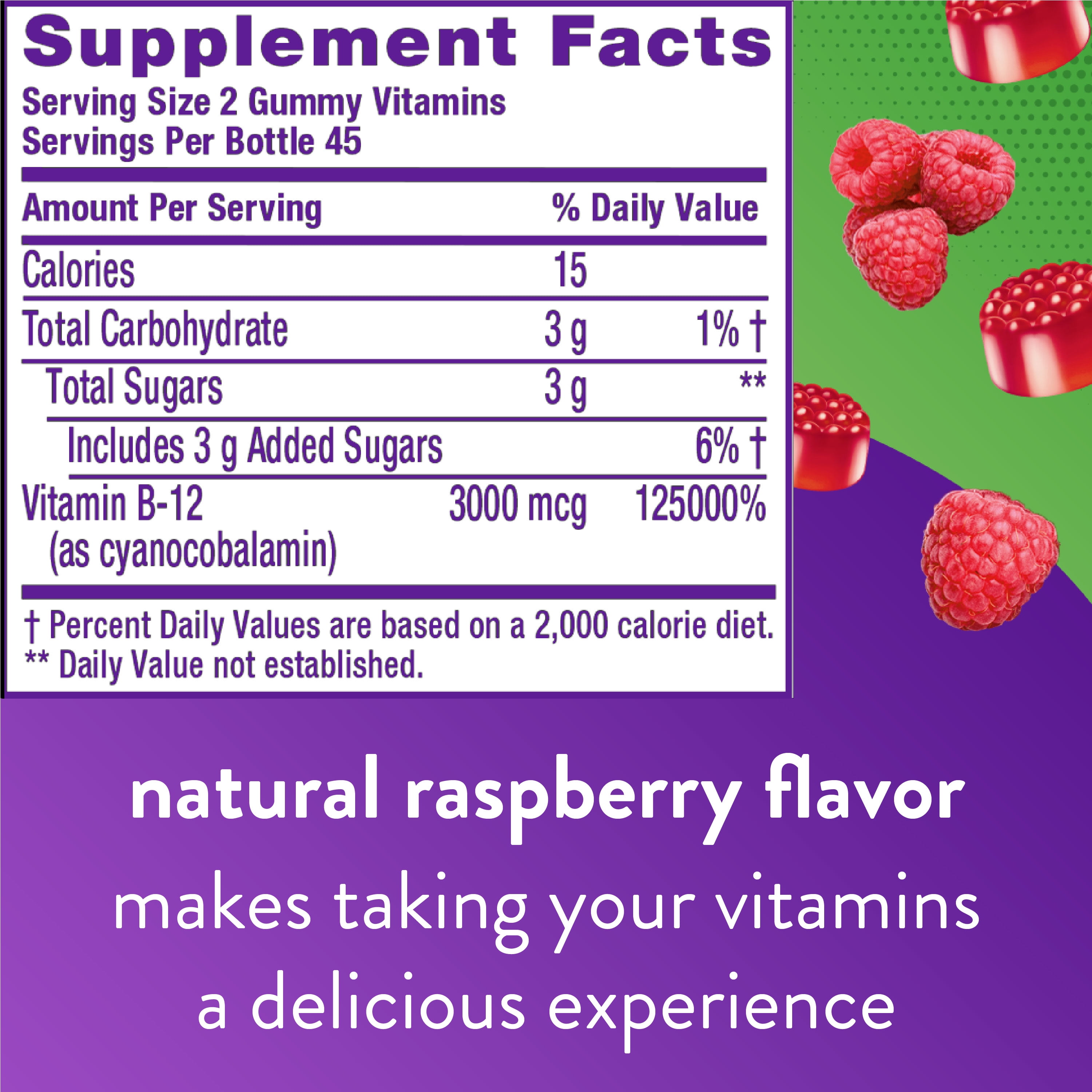 Vitafusion Raspberry Flavor Vitamin B12 Gummies, 140 Count