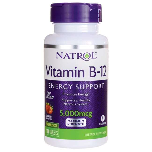 Natrol B-12 Fast Dissolve Strawberry 5,000 mcg 100 Tabs