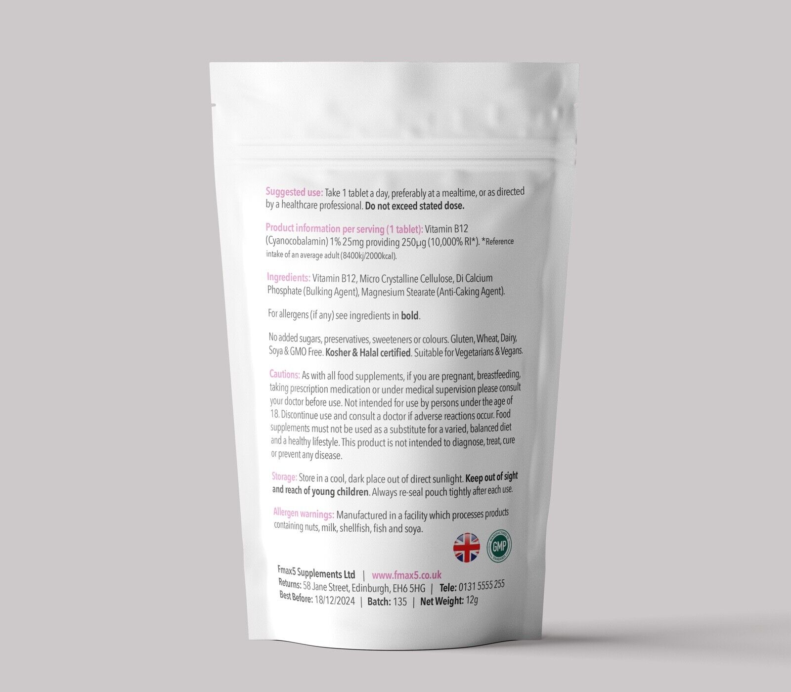 Vitamin B12 250µg - Energy and Immune Booster