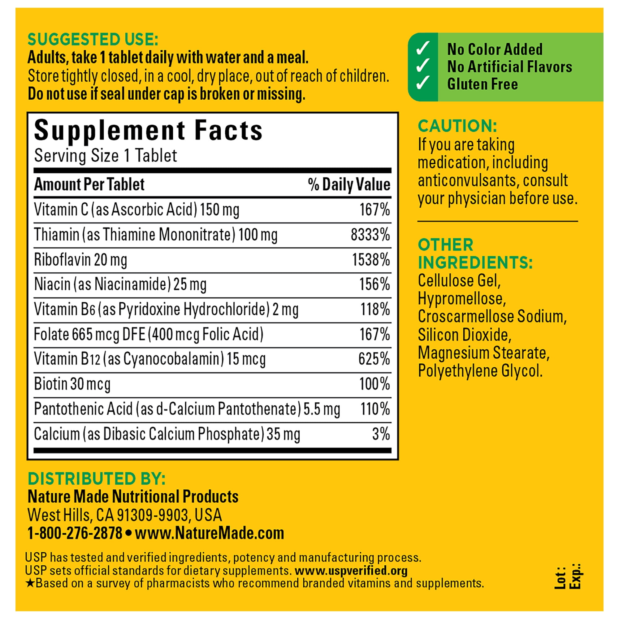 Nature Made Super B Complex with Vitamin C 365 Tablets