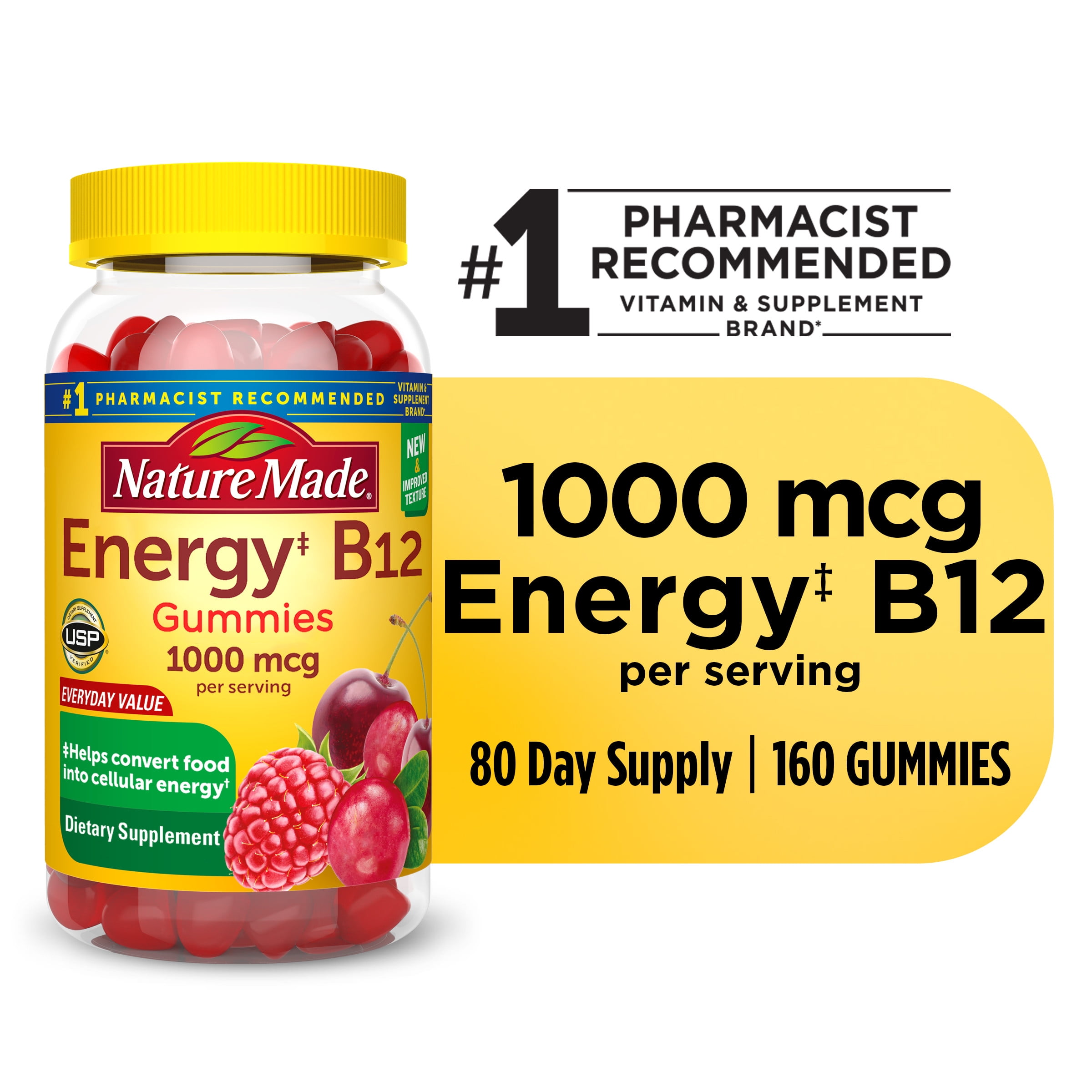 Nature Made Energy B12 Gummies 1000 mcg, 160 Count
