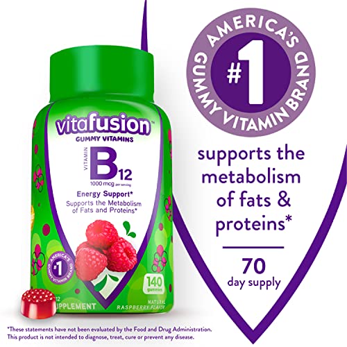 Vitafusion B12 Gummies for Energy Support, Raspberry
