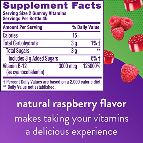 Vitafusion B12 Gummies for Energy Support, Raspberry