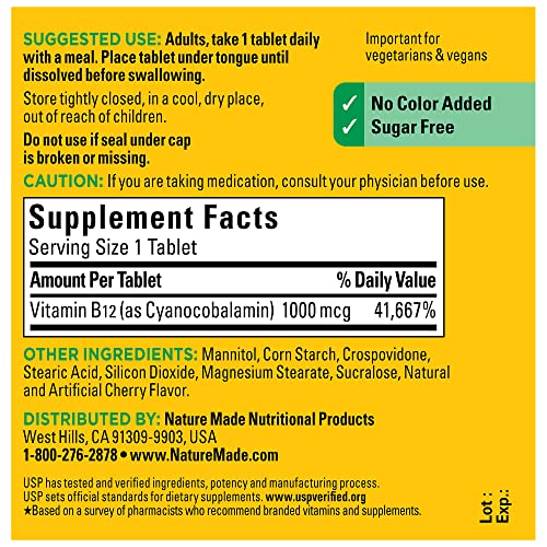 Nature Made Sublingual B12 Energy Support Tablets
