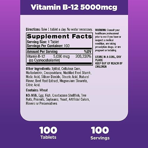 Natrol Vitamin B-12 Fast Dissolve Strawberry 5,000 mcg