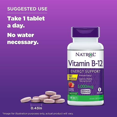 Natrol Vitamin B-12 Fast Dissolve Strawberry 5,000 mcg
