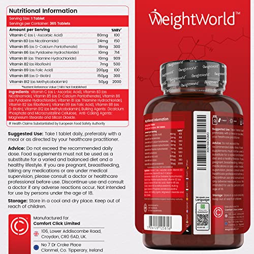 Vitamin B Complex with Vitamin C - 365 Tablets
