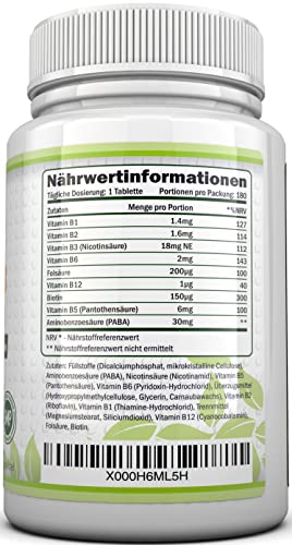 High Strength Vitamin B Complex - 180 Tablets