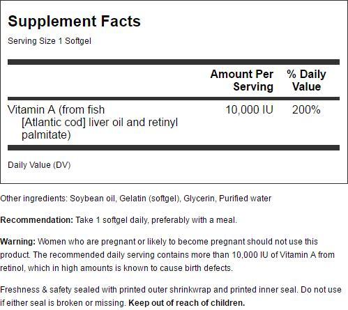 Nature's Way Vitamin A 3,000 mcg, 100 Softgels