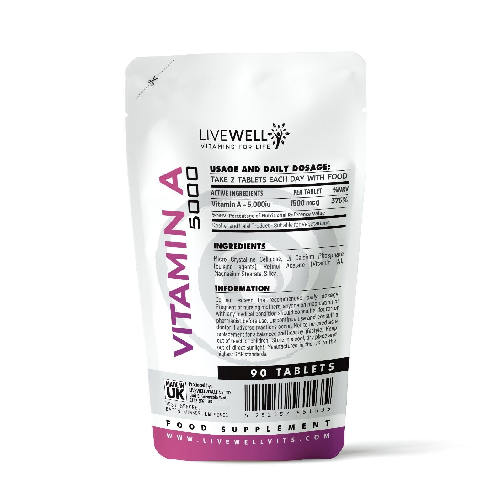 Vitamin A 5000iu Tablets for Vision and Immunity