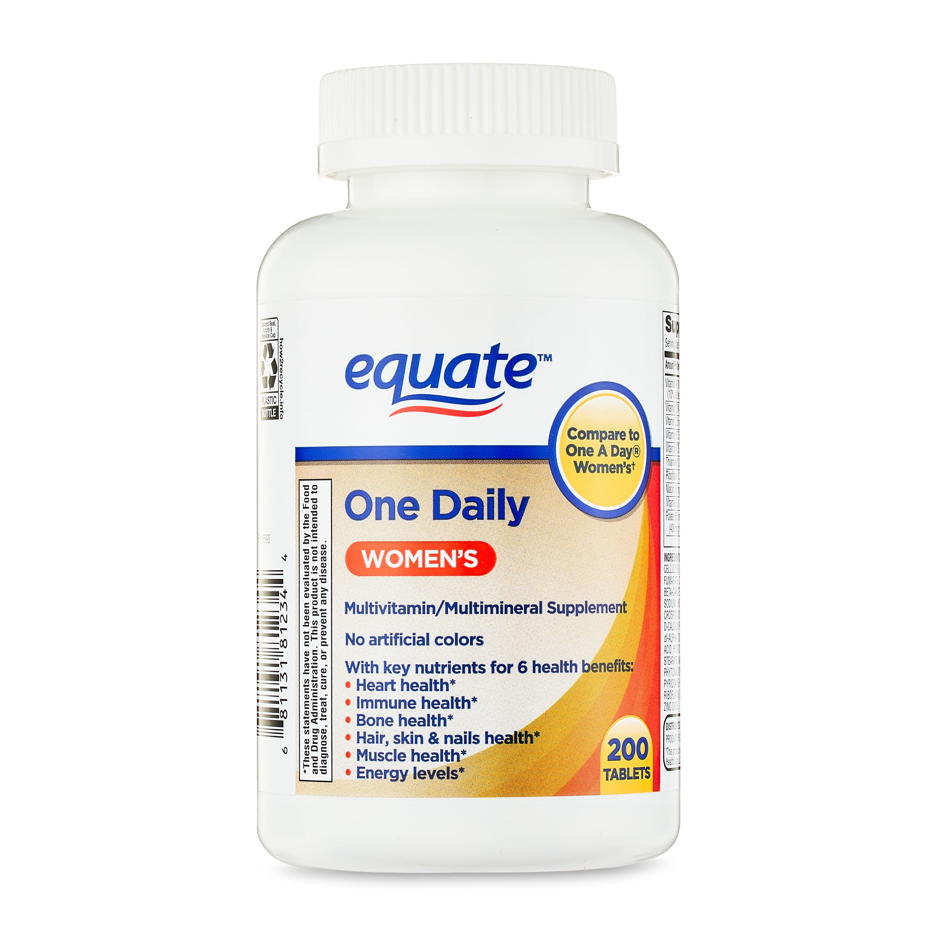 Equate One Daily Women's Multivitamin Tablets, 200 Count