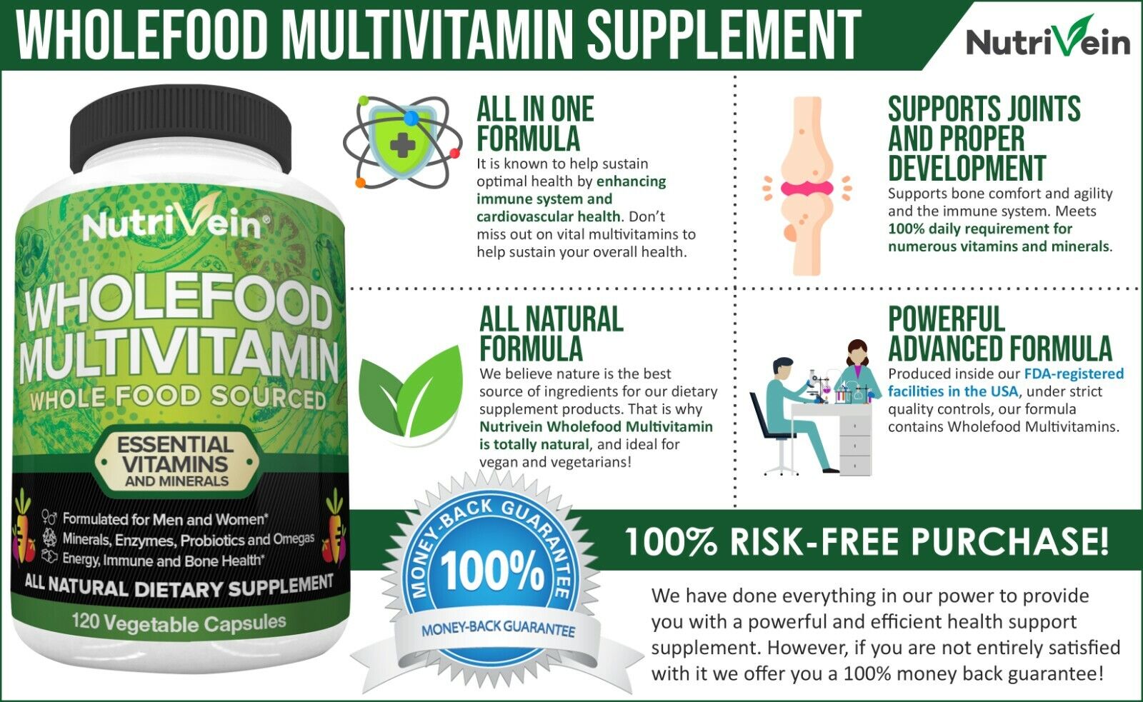 Nutrivein Whole Food Multivitamin for Daily Health