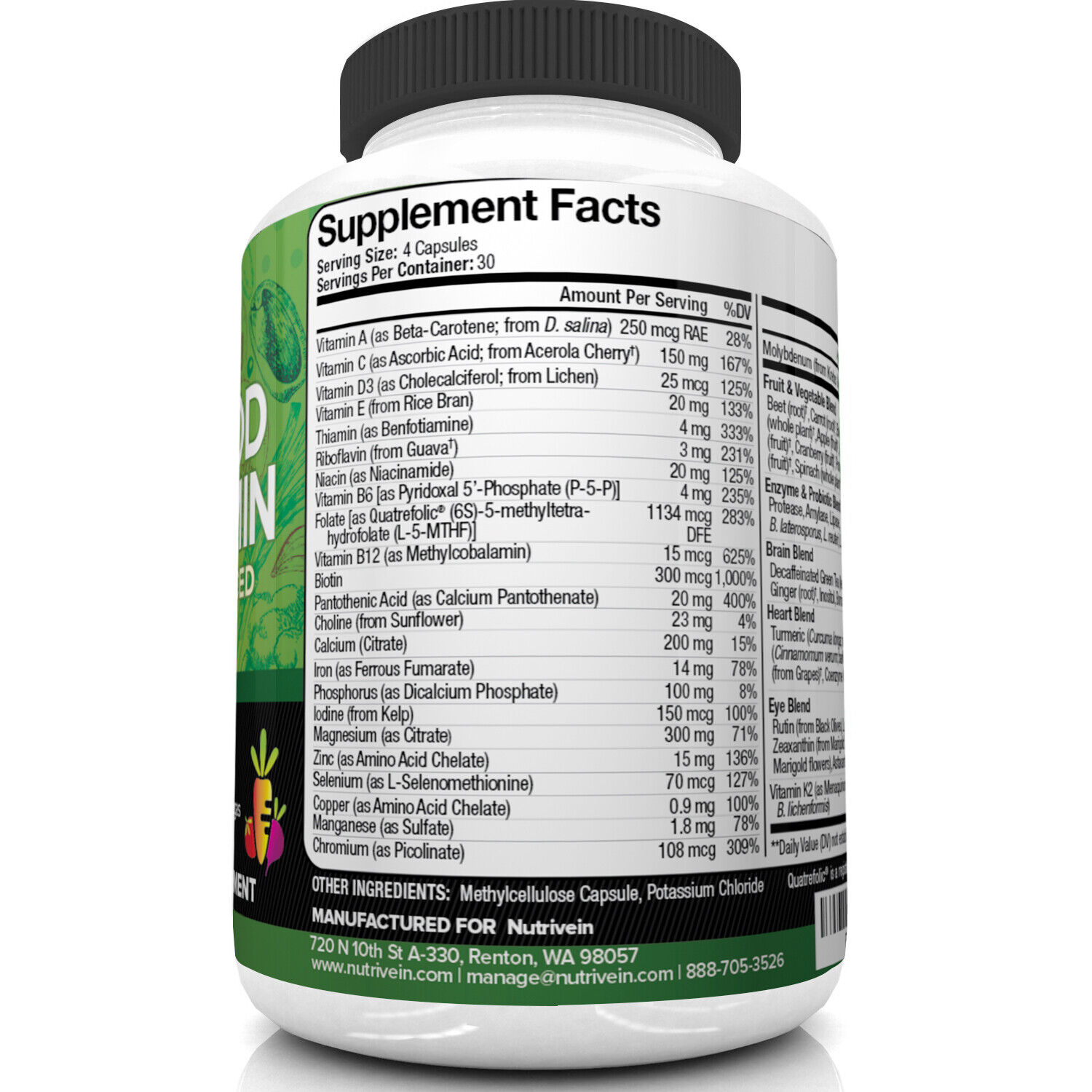 Nutrivein Whole Food Multivitamin for Daily Health
