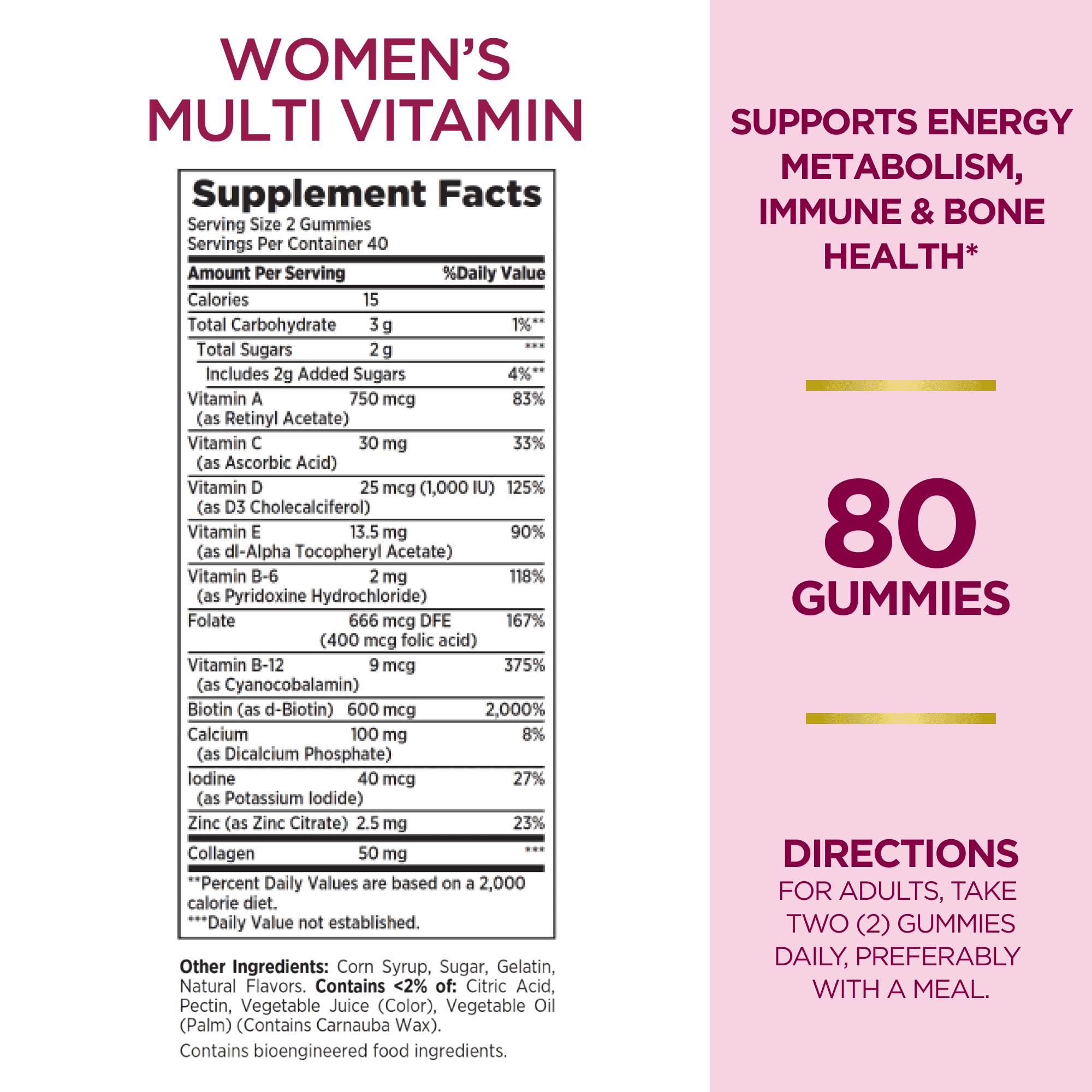 Nature's Bounty Women's Multivitamin Gummies, 80 Count