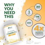 Vitamin D3 4000 IU - 365 Softgels - Easy Swallow
