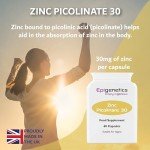 Zinc Picolinate 30mg | Vegan Mineral Supplement 60 Caps
