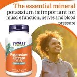 Now Foods Vegan Potassium Citrate 99 mg, 180 Capsules