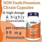 Now Foods Vegan Potassium Citrate 99 mg, 180 Capsules