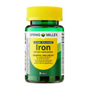 Spring Valley Slow Release Iron Supplement Tablets, 45 mg