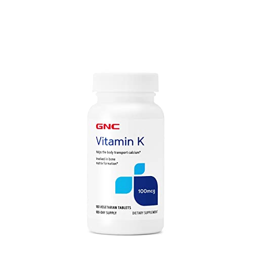 GNC Vitamin K 100mcg, 180 Tablets - Calcium Transport Aid
