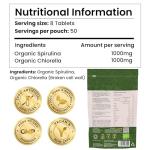 Organic Spirulina & Chlorella Tablets - 2000mg Daily