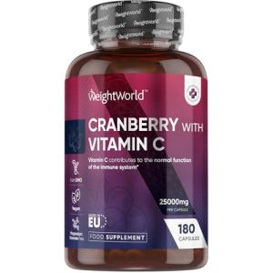 Cranberry Capsules with Vitamin C - 180 Count