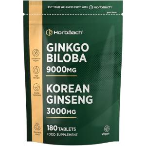 Ginkgo Biloba & Korean Ginseng Tablets 180 Vegan