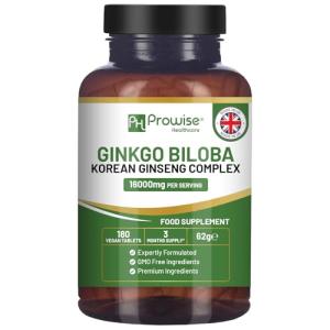 Ginkgo Biloba & Korean Ginseng Vegan Tablets 180ct