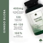 Ginkgo Biloba 400mg Vegan Capsules - 120 Count