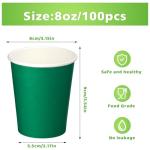 Green Coffee Paper Cups - 100 Pack 8oz