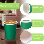 Green Coffee Paper Cups - 100 Pack 8oz