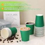 Green Coffee Paper Cups - 100 Pack 8oz