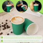 Green Coffee Paper Cups - 100 Pack 8oz