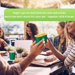 Green Coffee Paper Cups - 100 Pack 8oz