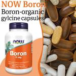 Now Foods Boron 3mg 250 Vegan Capsules