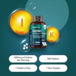 Iodine Tablets 400mcg - Vegan Non-GMO 365 Count