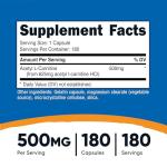 Nutricost Acetyl L-Carnitine 500mg, 180 Capsules