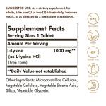 Solgar L-Lysine 1000 mg - Vegan Amino Acid Tablets