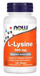 Now Foods L-Lysine 500mg Essential Amino Acid 100 Tablets