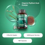 Organic Psyllium Husk Capsules – 180 Count