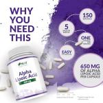 Alpha Lipoic Acid 650mg Vegan Capsules – 150 Count
