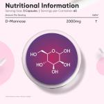 D-Mannose 2000mg - Vegan Capsules, 180 Count