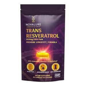 Novalure Trans-Resveratrol 500mg Antioxidant Supplement