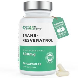 High Purity Trans-Resveratrol 500mg - 60 Capsules