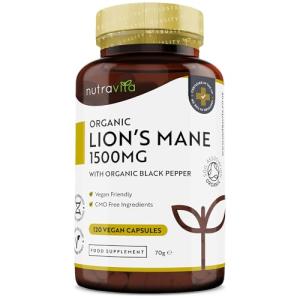 Organic Lion's Mane Mushroom Capsules 1500mg - 120 Count