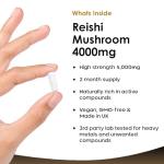 High Strength Reishi Mushroom Capsules 4000mg - 120 Vegan